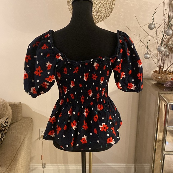 Kate Spade Whimsy Floral Puff Sleeve Top size small - Picture 7 of 10